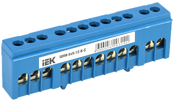 Шина N "ноль" в корпусном изоляторе на DIN-рейку ШНИ-6х9-12-К-С IEK