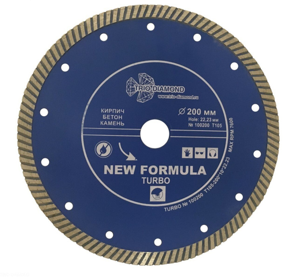 Диск алмазный отрезной 200*22,23 Турбо T105 Trio-Diamond
