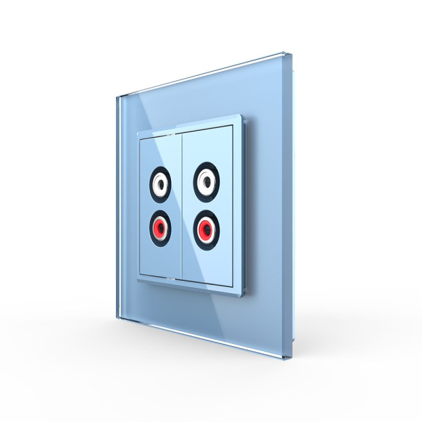 Розетка аудио RCA "2-ой тюльпан" двойная Синяя Livolo Розетка аудио RCA "2-ой тюльпан" двойная Синяя Livolo