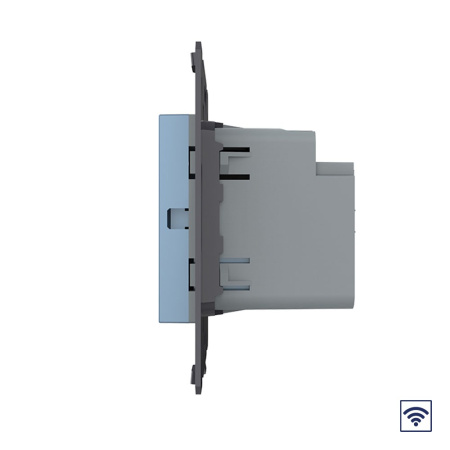 Двухклавишный сенсорный выключатель Module с функцией радиоуправления, цвет синий (механизм) Livolo