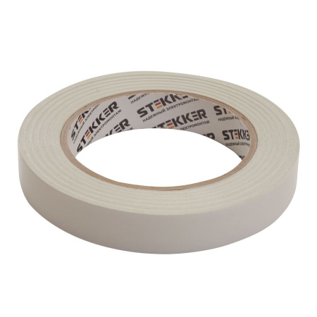Скотч двусторонний на полипропиленовой основе STEKKER INTP6-18-30 18мм*30м, прозрачный, белая подложка