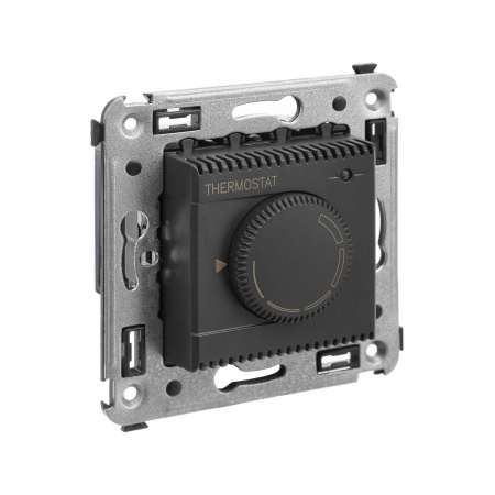 Термостат для теплых полов в стену, "Avanti", "Черный матовый" DKC