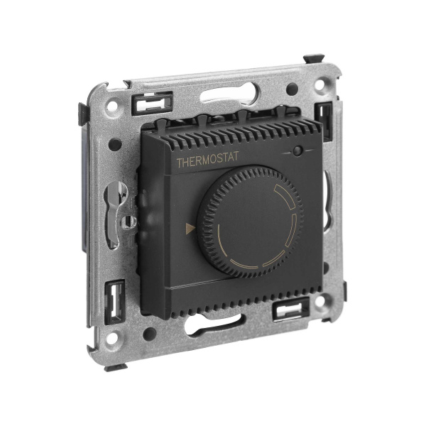 Термостат для теплых полов в стену, "Avanti", "Черный матовый" DKC