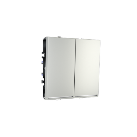 Проходной переключатель встраиваемый Voltum S70 двухклавишный с подсветкой 10А, (сталь)