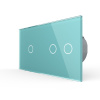 Сенсорный выключатель 3 клавиши (1-2), 2 поста Зеленый Livolo