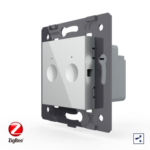 Двухклавишный проходной сенсорный выключатель ZigBee Module, цвет серый (механизм) Livolo