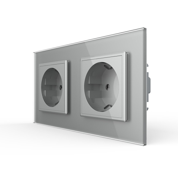 Розетка 2 модуля Серая Livolo Розетка 2 модуля Серая Livolo