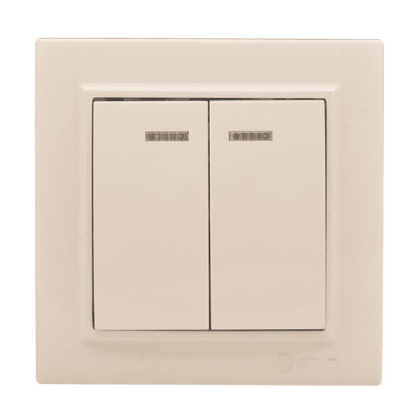 Минск Выключатель 2-кл, СП, , с индикатором 10А, бежевый EKF