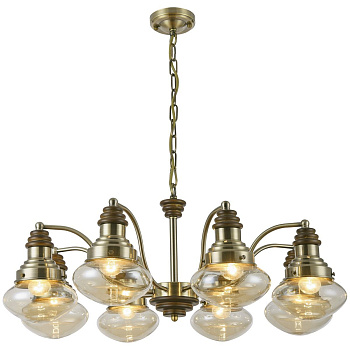 Люстра подвесная Бронза, Дуб/Янтарный E27 8*60Вт 306-503-08 VELANTE