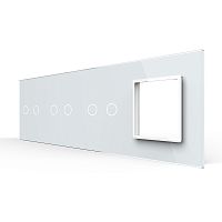 Панель для 3-х сенсорных выключателей и розетки, 6 клавиш (2+2+2), цвет белый, стекло Livolo