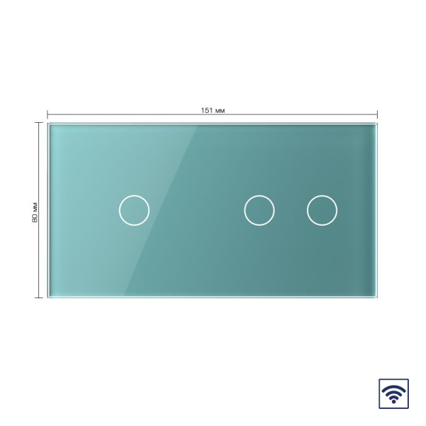 Сенсорный радиоуправляемый выключатель 3 клавиши (1-2), 2 поста Зеленый Livolo