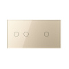 Сенсорный выключатель 3 клавиши (2-1), 2 поста, цвет шампань Livolo