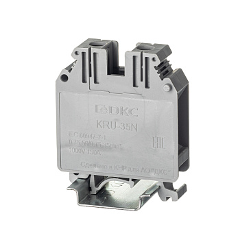 Клемма проходная, винтовой зажим, 2 точки подключения, 35 кв.мм, серая DKC