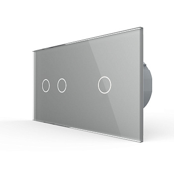 Сенсорный выключатель 3 клавиши (2-1), 2 поста Серый Livolo