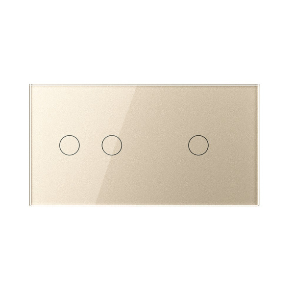 Сенсорный выключатель 3 клавиши (2-1), 2 поста, цвет шампань Livolo