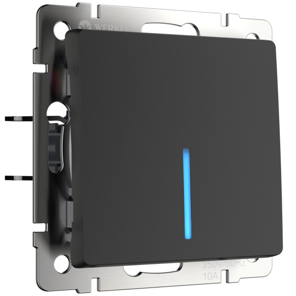 Встраиваемые механизмы Выключатель СУ 1 кл. (проходн.) с подсветкой 10А черный матовый IP20 Werkel