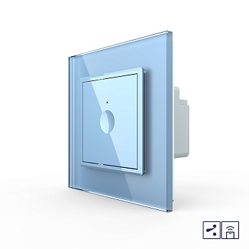 Одноклавишный проходной сенсорный выключатель Module с функцией радиоуправления, цвет синий Livolo