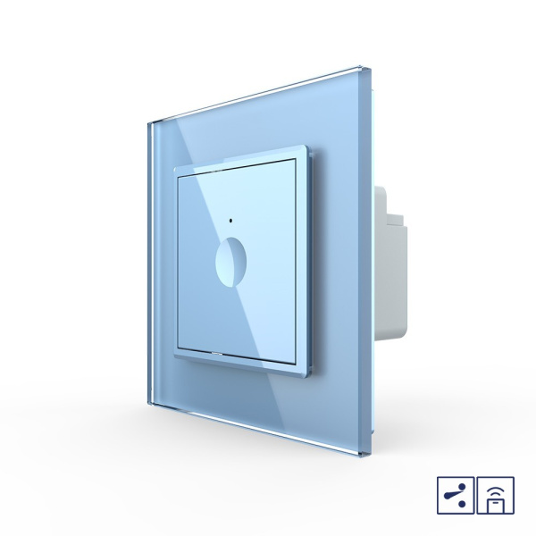 Одноклавишный проходной сенсорный выключатель Module с функцией радиоуправления, цвет синий Livolo