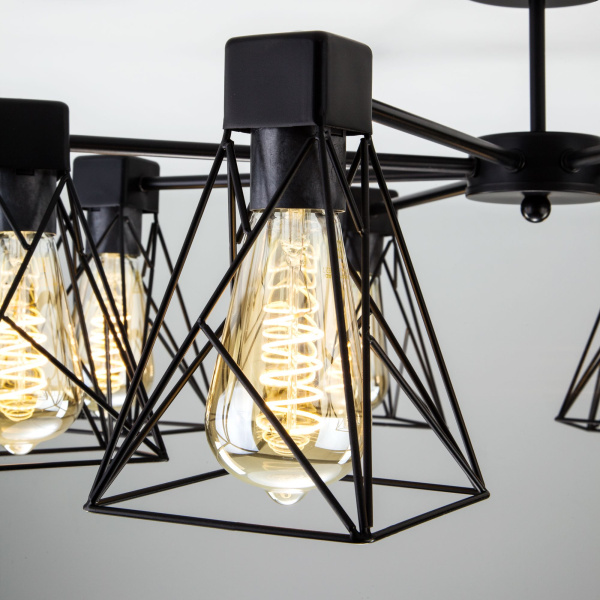 Потолочная люстра в стиле лофт 8*E27 60Вт черный IP20 Trappola (70107/8 черный) Eurosvet