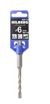 Бур для перфоратора по бетону 6*110мм SDS-plus Hilberg