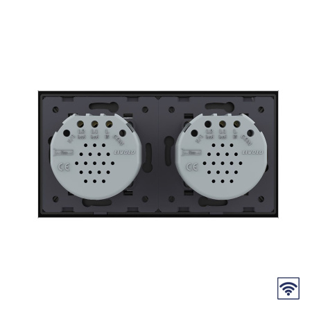 Сенсорный радиоуправляемый выключатель 3 клавиши (1-2), 2 поста Черный Livolo