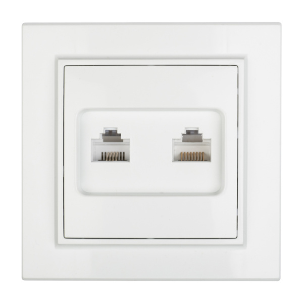 Минск Розетка RJ-45+Phone СП белая EKF