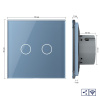 Сенсорный проходной радиоуправляемый выключатель 2 клавиши 1 пост Синий Livolo