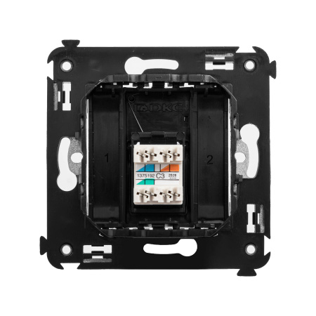 Телефонная розетка RJ-12 в стену одинарная, "Avanti", "Черный матовый" DKC