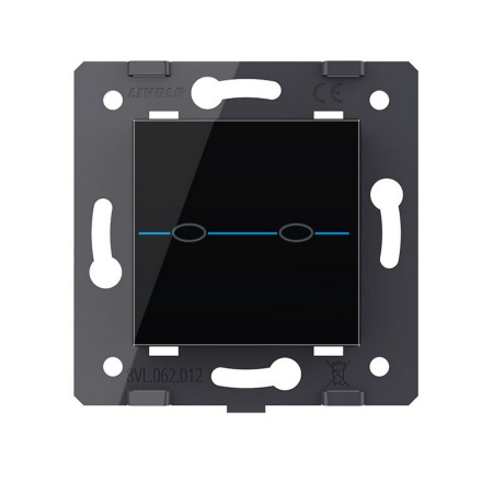 Выключатель Quadro 2 клавиши Черный (механизм) Livolo