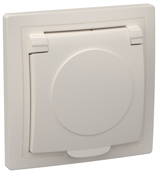 Розетка 1-местная РСб10-3-ККм с з/з с крышкой 16А КВАРТА кремовый IEK