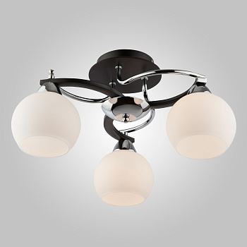 Люстра с плафонами 3*E27 60Вт тёмное дерево, хром IP20 (9654/3 хром / венге) Eurosvet