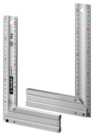 ЭКСПЕРТ 250 мм жесткий столярный угольник с усиленным алюминиевым полотном ЗУБР