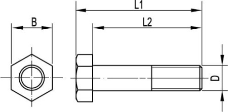 Болт с шестигранной головкой и неполной резьбой М8х60 DKC