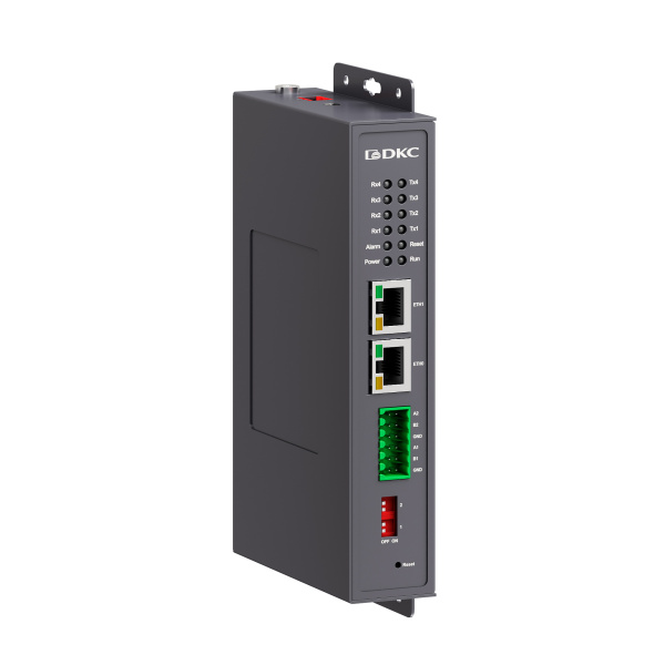 Промышленный преобразователь протоколов и интерфейсов, 2×10/100Base-T(X)портов RJ45, 4×RS-485, 12-48В DC DKC