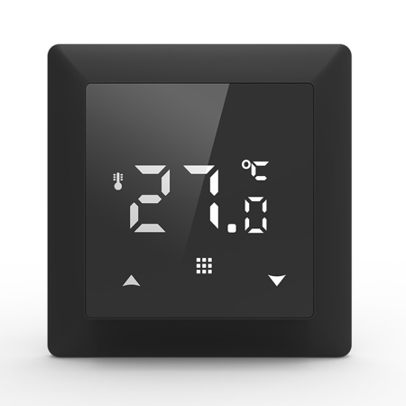 Donel Термостат с датчиком пола с Wi-Fi, программируемый через приложение, 16 A, 55*55 мм. черное стекло, серия DTEF
