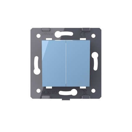 Двухклавишный механический выключатель, цвет синий (механизм) Livolo