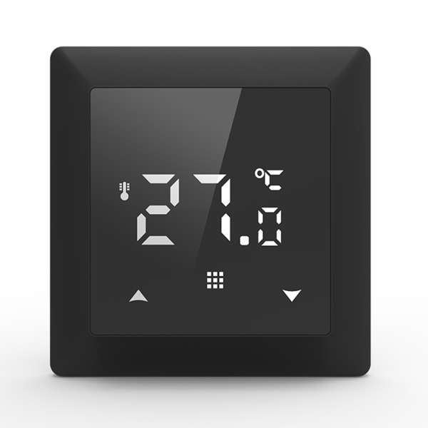 Donel Термостат с датчиком пола с Wi-Fi, программируемый через приложение, 16 A, 55*55 мм. черное стекло, серия DTEF Donel Термостат с датчиком пола с Wi-Fi, программируемый через приложение, 16 A, 55*55 мм. черное стекло, серия DTEF