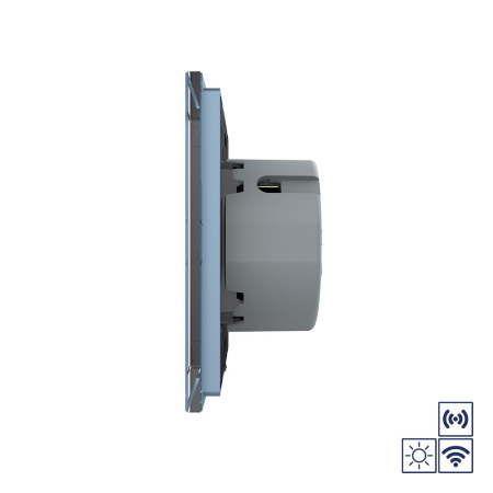 Сенсорный импульсный радиоуправляемый выключатель сухой контакт 1 клавиша 1 модуль Синий Livolo