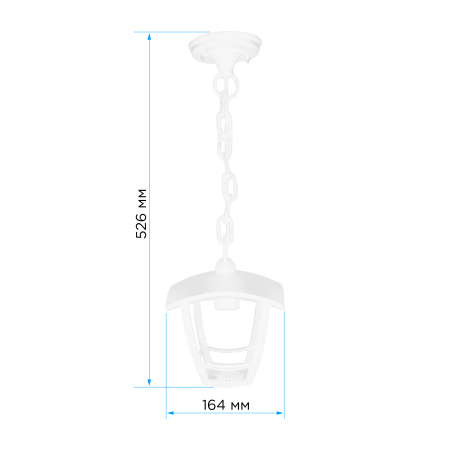 11-159 Светильник садово-парковый, подвесной, «Марсель», Е27х60Вт, 4-х гранный, пластик, белый, прозрачный поликарбонат, 164х164х526мм, НСУ... APEYRON