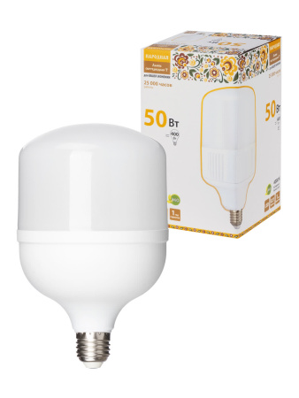 Лампа светодиодная T-50 Вт-230 В-4000 К–E27 (125x206 мм) Народная TDM