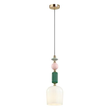 Подвес E14 1*40W CANDY золото/разноцветн./керамика/стекло ODEON LIGHT