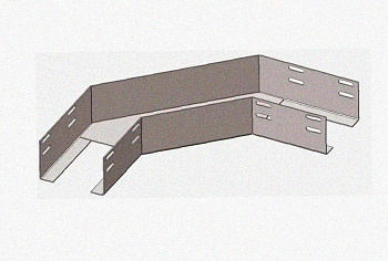 Лоток угловой замковый глухой КГЗГ 400х65-135 УХЛ1 поворот на 90, горячее цинкование, S1,5