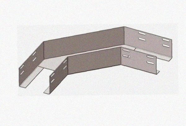 Лоток угловой замковый глухой КГЗГ 400х65-135 УХЛ1 поворот на 90, горячее цинкование, S1,5