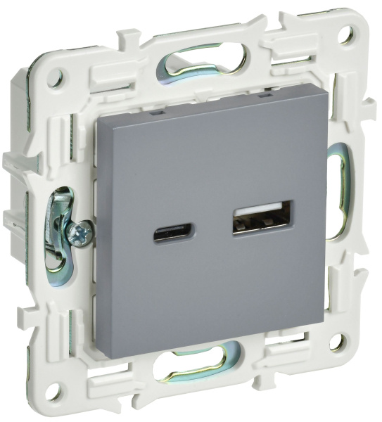 SKANDY Розетка USB A+C 18Вт SK-R13Gr серый IEK