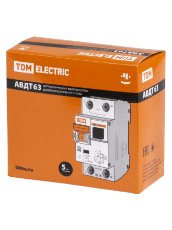 Дифференциальный автоматический выключатель АВДТ 63 2П (1П+N) 6А С 30мА 6кА тип А TDM