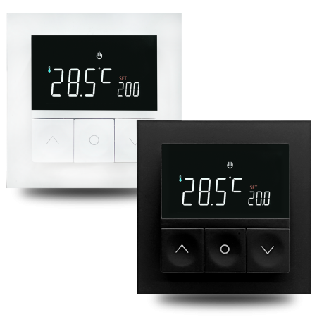 Donel Термостат с датчиком пола, программируемый, 16 A, 55*55 мм.черный, клавиши настройки,серия DTEF