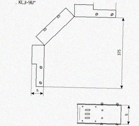 Лоток замковый перфорированный КСЗ 150х50-90 УХЛ1 для поворота трассы вниз на 90, горячее цинкование, S1,5