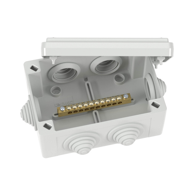 Коробка уравнивания потенциалов, 10 зажимов, 6 вводов д.25мм, 120х80х50мм, IP55 DKC