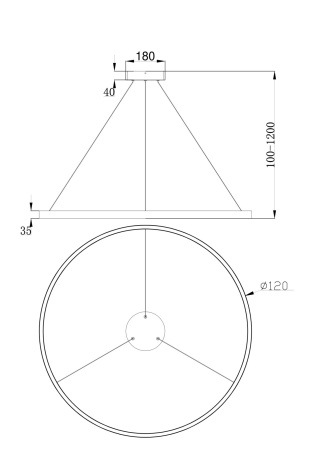 Подвесной светильник 81Вт 4000K Черный IP20 Rim MOD058PL-L65B4K Technical