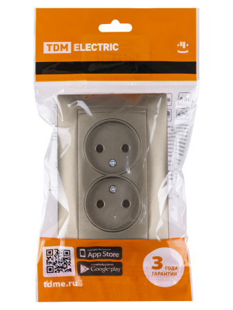 Розетка двойная 2П 10А 250В  бронза "Лама" TDM